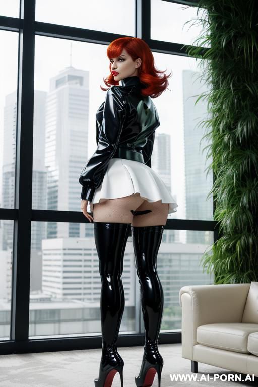 ginger sexy body hooker fashionable white jacket sexy tight white skirt high heel shoes goth laced platform boots latex secretary thick legs long legs big ass futuristic scifi big rounded room - #main