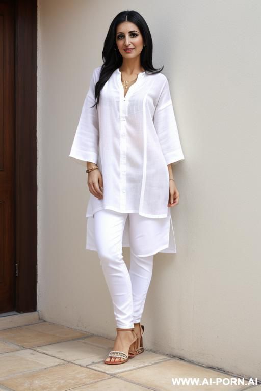 white painting tunic clothes, sandals - #main