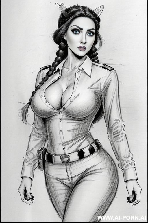 ((((mediun body shot)))) ((((image comic-drawing pencil style)))) down level shot boobs close up ((((landscape office)))) ((((security guard)))) ((((walking sexy pose)))) ((((ver diccionario20looking at the - #main