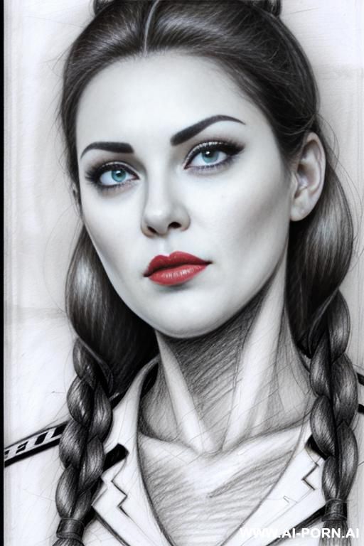 ((((medium body short)))) ((((image comic-drawing pencil style)))) up level shot ((((face close up)))) ((((front face)))) ((((security guard)))) ((((huge eyes)))) ((((very very open eyes)))) pretty italian - #main