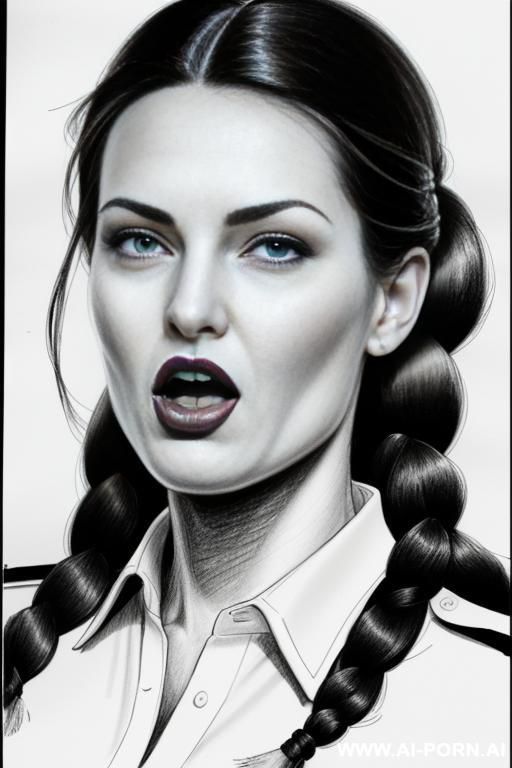 ((((medium body shot)))) ((((image comic-drawing pencil style)))) down level shot ((((face close up)))) ((((front face)))) ((((security guard)))) ((((open mouth)))) ((((very very open eyes)))) pretty italian - #main