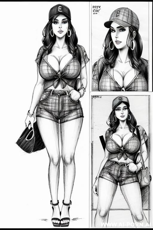 ((((image comic-drawing pencil style))) (((full body shot))) , (hoop earrings), long, chuby, ((((sadly)))) , brunette pixie haircut, (sexy slut), (((most beautiful woman ever))), (in the underground - #main