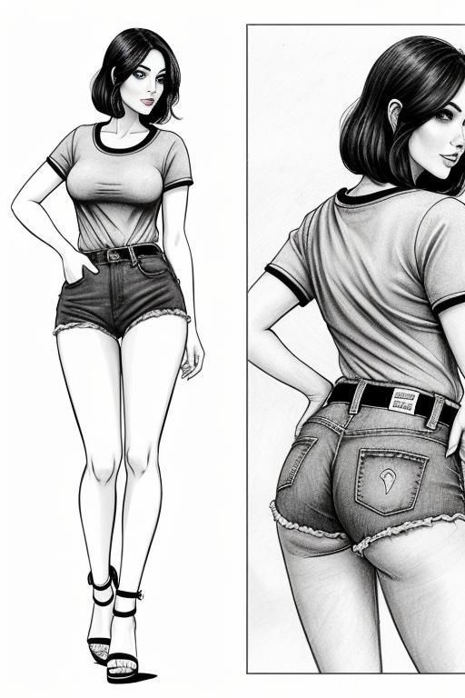 landscape a under ground parking , (((image comic-drawing pencil style))) (((close up ass level up shot))) long, chuby, (((confused))) brunette pixie haircut (sexy slut) (from behind) (((in the - #main
