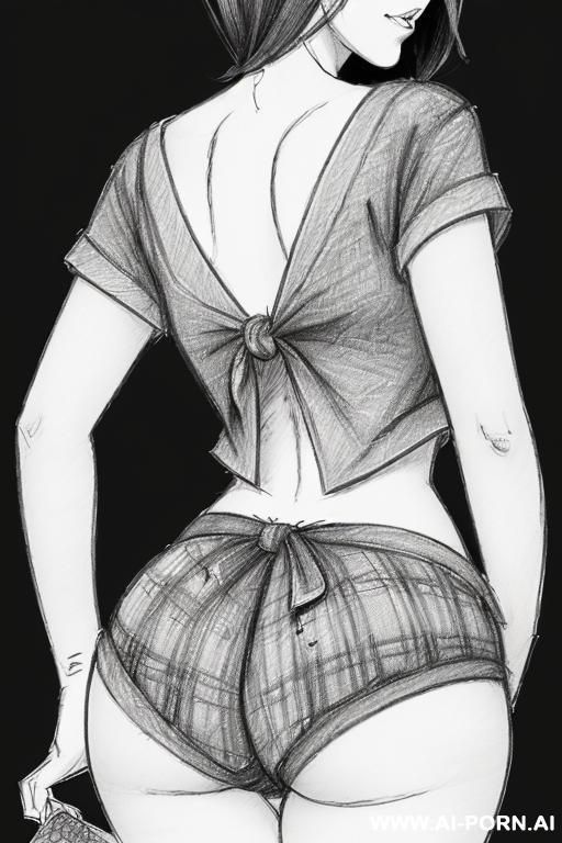 ((((landscape a under ground parking)))) (((image comic-drawing pencil style))) (((close up ass shot))) ((((sexy slut)))) (from behind) ((((chuby cheek)))) ((((walking sexy)))) (short-sleeved shirt with a - #main