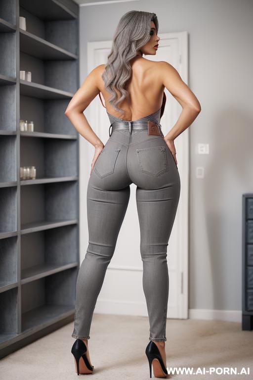 (((ass flash))), naked ass, bubble butt, long legs, black stiletto high heels - #main