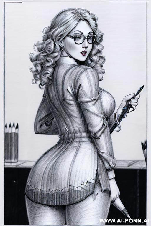 ((((in one panel))) ((((mediun body shot)))) ((((image comic-drawing pencil style)))) down level shot boobs in closedup ((((in the office)))) ((((from behind)))) ((((very angry)))) ((((big eyes)))) pretty - #main