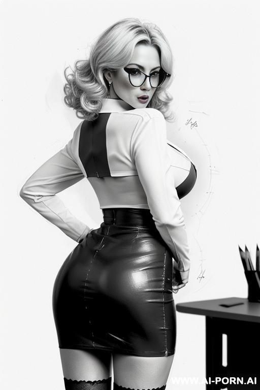 ((((image comic-drawing pencil style)))) ((((in one panel))) ((((mediun body shot)))) down level shot boobs in closedup ((((in the office)))) ((((from behind)))) ((((anger)))) pretty italian woman full - #main
