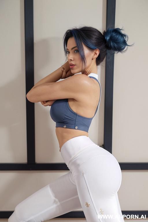 no tattoos. heavy makeup. draw boobs bigger.fased business jacket, huge, colossal cleavage, draw boobs even bigger. dark lipstick. draw boobs bigger so jacket gapes more. no, no bare boobs. keep jacket, draw leather pencil skirt. draw boobs even bigger. - #main