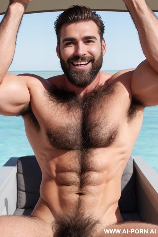 caucasian bearded muscle hairy man smile - #main