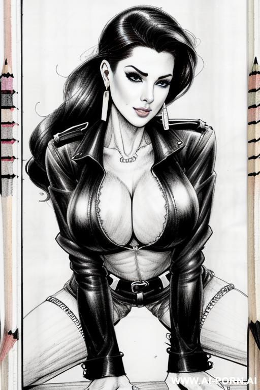 ((((image comic-drawing pencil style)))) ((((adult magazine cover))) view fish eye lens view down level shot boobs in closedup sky cloudy at sunset at the outdoor motorcycle superbike festivalshows - #main