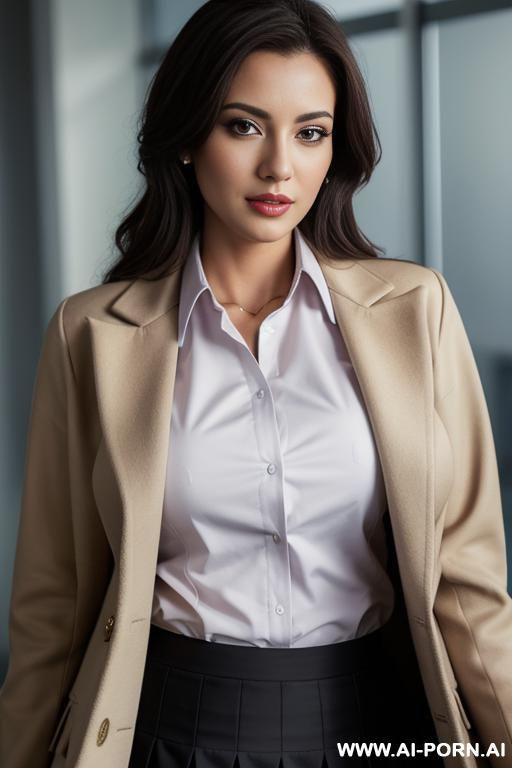 ((big breasts)), office shirt, skirt, coat - #main