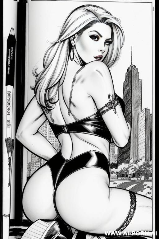 ((((image comic-drawing style)))) ((((from behind)))) down level shot boobs in closedup sky cloudy at sunset at the outdoor motorcycle superbike festivalshows pretty italian woman full lips finger suck - #main