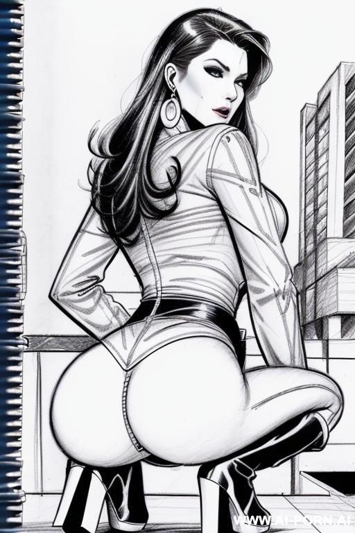 ((((image comic-drawing style)))) ((((from behind)))) down level shot boobs in closedup sky cloudy at sunset at the outdoor motorcycle superbike festivalshows pretty italian woman full lips shocked - #main