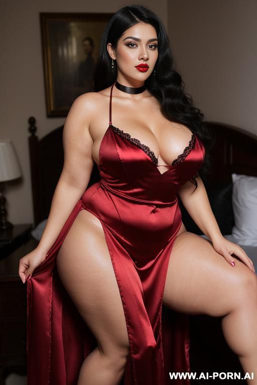 long black fluffy curly hair, persian, narrow eyes, pointy nose, high cheekbones, ((heavy perky breasts)), deep cleavage, seductive sexy grin, dimples, fit voluptuous hourglass figure, big full large - #main