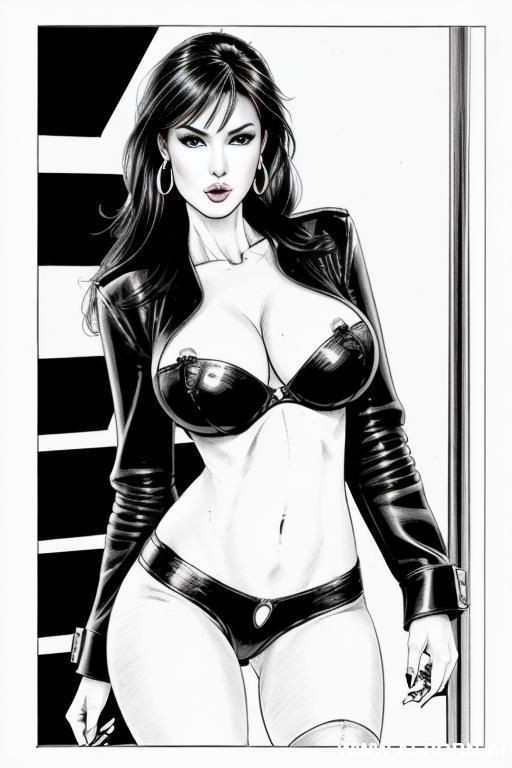 ((((image comic-drawing style)))) down level shot boobs in closedup sky cloudy at sunset at the outdoor motorcycle superbike festivalshows pretty italian woman full lips finger suck shocked face - #main