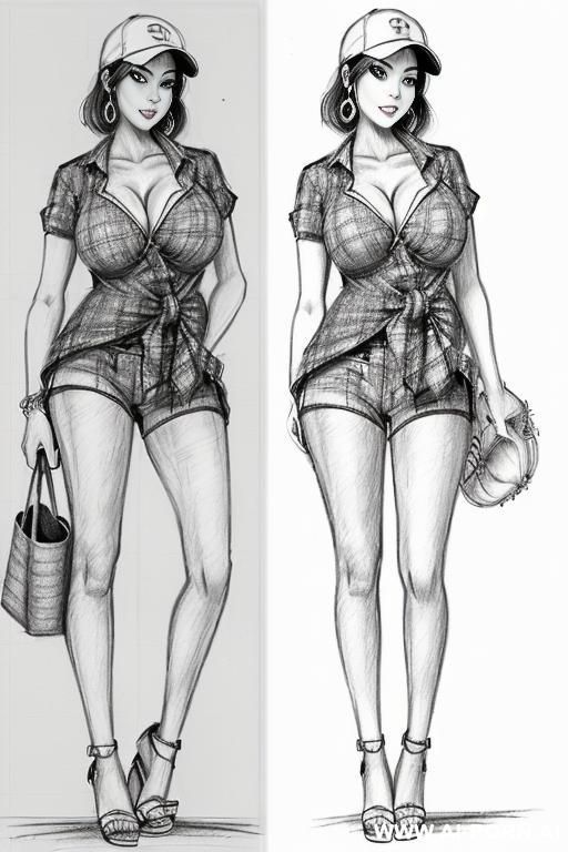 ((((cartoon)))) ((((image drawing pencil style))) (((full body shot))), (at the sunset) (oíl skin body) , (hoop earrings), long, thick, brunette pixie haircut, (sexy slut), (((most beautiful japanese - #main