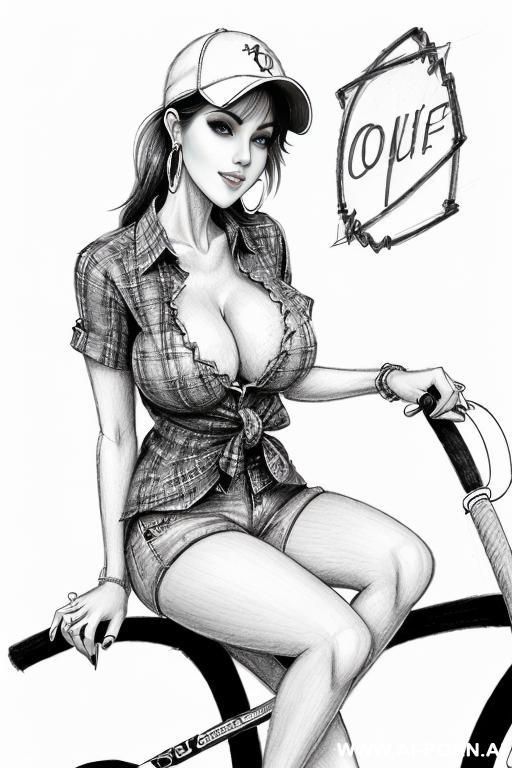 ((((cartoon)))) ((((image drawing pencil style))) (((full body shot))), (at the sunset) (oíl skin body) , (hoop earrings), long, thick, brunette pixie haircut, (sexy slut), (((most beautiful woman - #main