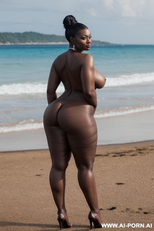 classy ebony wife, (((totally naked))), (((standing in front with husband))), on a beach full of people, curvy, body, gray hair, bottomheavy, big, ass, huge, gigantic, thick, thighs, sucking penis - #main