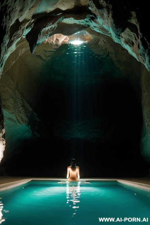 dark lighting, night, the mermaid princess as a woman, nude, naked, near pool in a cave, light reflecting from pool water only, shiny scaly skin like a fish woman, thick toned legs - #main