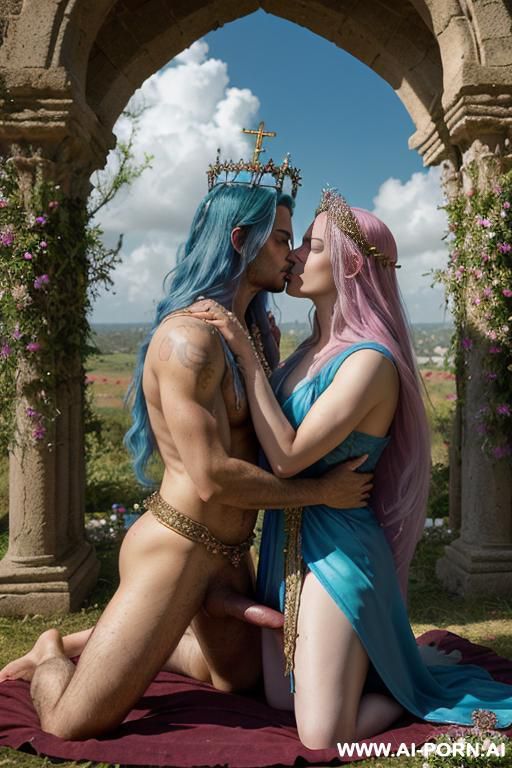 ((divine sacred holy celestial male god is a submissive depraved shameless gay fairy faggot bimbo whore for dominant misogynistic bald stud straight man hugging and kissing him on the lips)) - #main