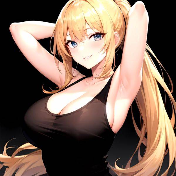 Beatrix Amerhauser 1girl Armpits Arms Behind Head Bare Shoulders Blonde Hair Breasts Cleavage Large Breasts Long Hair Looking At, 855260396 - AIHentai - aihentai.co on pornsimulated.com