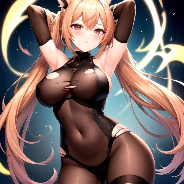 Roana Epic Seven 1girl Areola Slip Arm Garter Armpits Arms Behind Head Black Bodysuit Blush Bodysuit Breasts Brown Hair Covered, 4020381675 - AIHentai - aihentai.co on pornsimulated.com