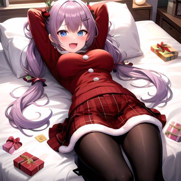 Hanae Blue Archive Hanae Christmas Blue Archive 1girl D Blue Eyes Blush Boots Box Breasts Clothes Lift Come Hither Condom, 1598694325 - AIHentai - aihentai.co on pornsimulated.com