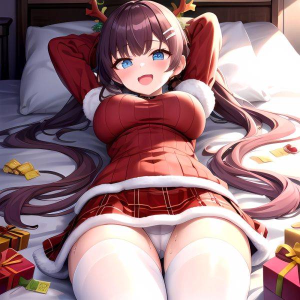Hanae Blue Archive Hanae Christmas Blue Archive 1girl D Blue Eyes Blush Boots Box Breasts Clothes Lift Come Hither Condom, 810586298 - AIHentai - aihentai.co on pornsimulated.com