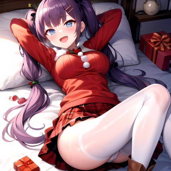 Hanae Blue Archive Hanae Christmas Blue Archive 1girl D Blue Eyes Blush Boots Box Breasts Clothes Lift Come Hither Condom, 2162896306 - AIHentai - aihentai.co on pornsimulated.com