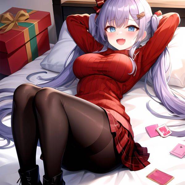 Hanae Blue Archive Hanae Christmas Blue Archive 1girl D Blue Eyes Blush Boots Box Breasts Clothes Lift Come Hither Condom, 174754856 - AIHentai - aihentai.co on pornsimulated.com