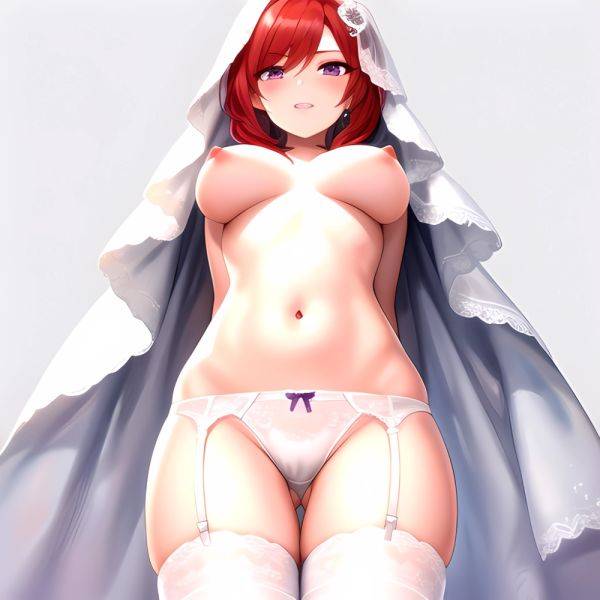 Nishikino Maki 1girl Ass Visible Through Thighs Blush Breasts Bridal Lingerie Bridal Veil Cowboy Shot From Below Garter Belt Gar, 2166746055 - AIHentai - aihentai.co on pornsimulated.com