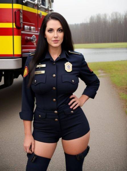 Gorgeous AI generated firefighter Anna Zold shows off her stunning naked body - pornpics.com on pornsimulated.com