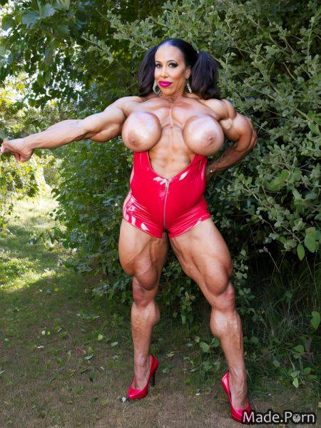 Standing photo bodybuilder lipstick woman gigantic boobs bimbo AI porn - made.porn on pornsimulated.com