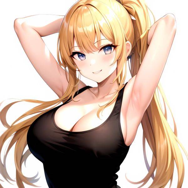 Beatrix Amerhauser 1girl Armpits Arms Behind Head Bare Shoulders Blonde Hair Breasts Cleavage Large Breasts Long Hair Looking At, 3591669275 - AIHentai - aihentai.co on pornsimulated.com