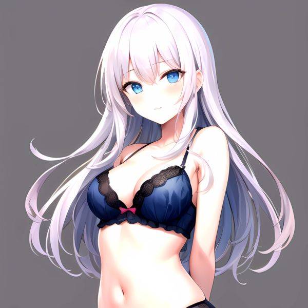 1girl Standing Lingerie Blue Eyes Arms Behind Back Simple Background Anime Girl Facing The Viewer Uwu, 4185313918 - AIHentai - aihentai.co on pornsimulated.com