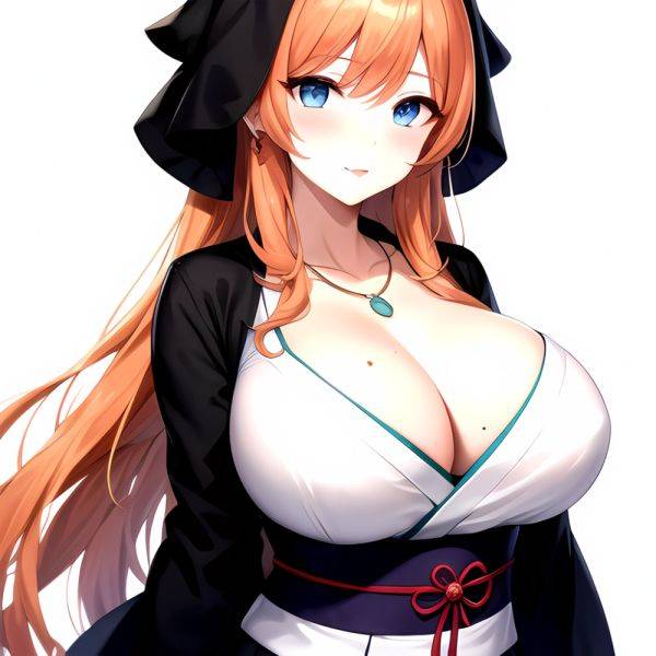 Matsumoto Rangiku 1girl Arms Behind Back Between Breasts Black Kimono Blue Eyes Breasts Center Opening Closed Mouth Huge Breasts, 4148172324 - AIHentai on pornsimulated.com