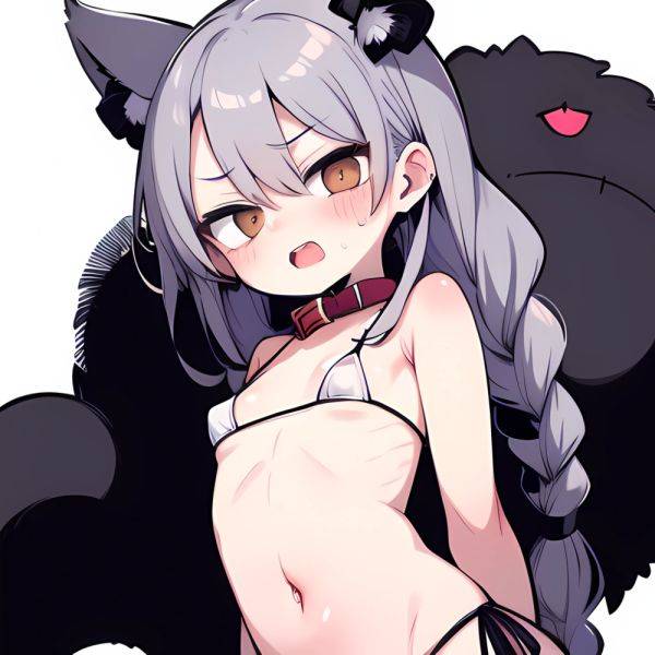 Minegumo Kancolle 1girl Animal Ears Bikini Braid Brown Eyes Cloud Hair Ornament Fake Animal Ears Fur Collar Fur Cuffs Light, 2790534513 - AIHentai - aihentai.co on pornsimulated.com