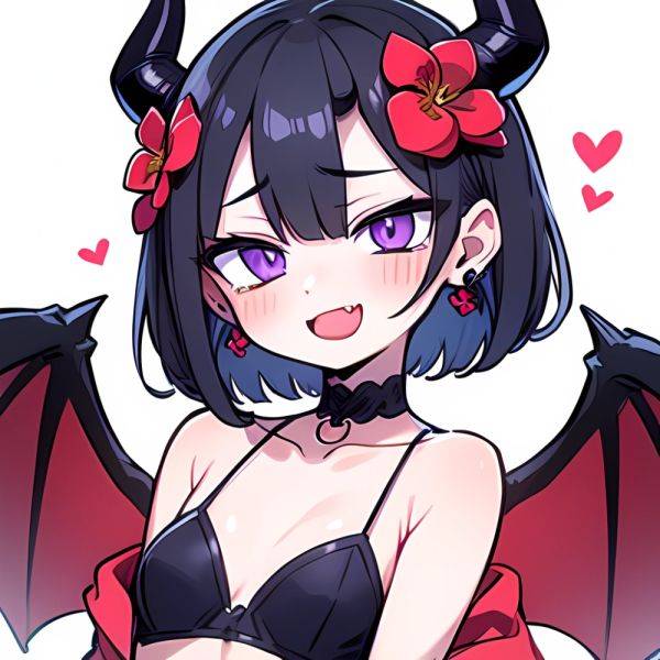 Shuten Douji Fate 1girl Blush Bob Cut Breasts Collarbone Earrings Fang Flower Hair Flower Hair Ornament Horns Jewelry Looking At, 1167928102 - AIHentai on pornsimulated.com