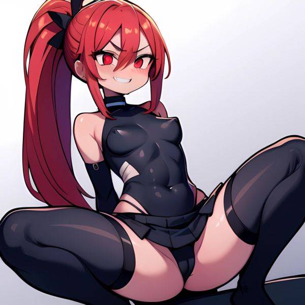 1girl Arms Behind Back Black Skirt Bodysuit Breasts Covered Navel Dark Skinned Female Dark Skin Detached Sleeves Feet Out Of, 4059415768 - AIHentai on pornsimulated.com