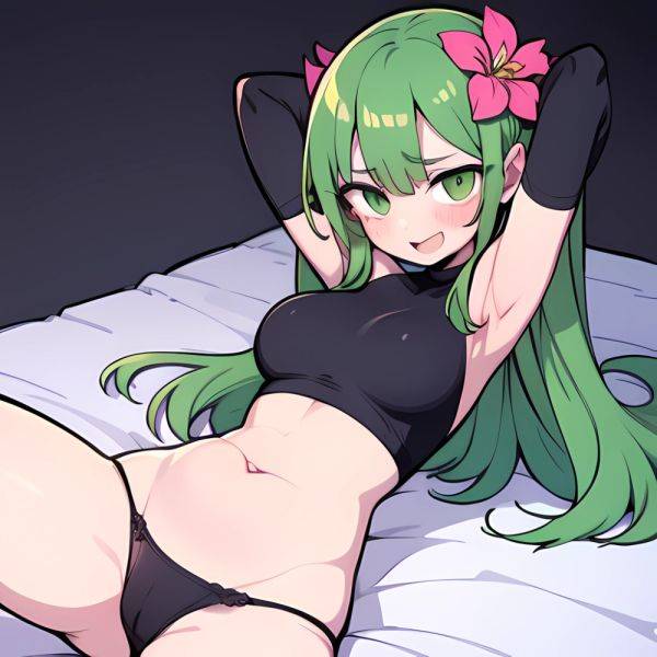 Rhea Fire Emblem 1girl Areola Slip Armpits Arms Behind Head Bare Shoulders Black Panties Blush Breasts Flower Green Eyes Green, 4246365940 - AIHentai on pornsimulated.com