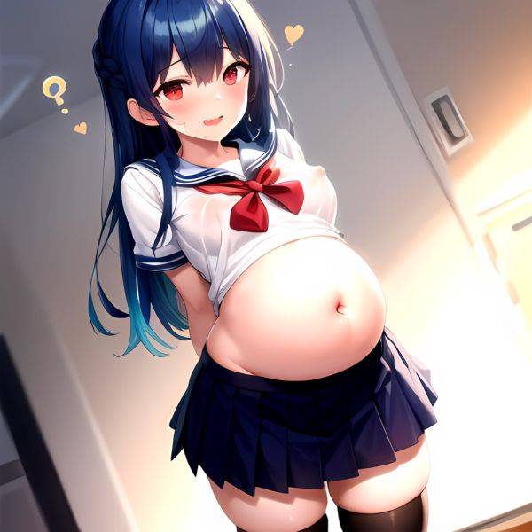 1girl Arms Behind Back 1 3 Blue Hair Blush Breasts Breasts Out Pregnant Long Hair Facing The Viewer Medium Breasts, 3240173791 - AIHentai on pornsimulated.com
