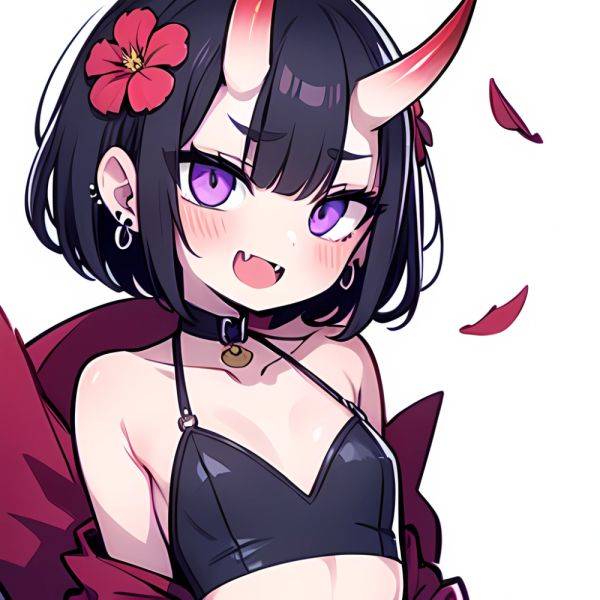 Shuten Douji Fate 1girl Blush Bob Cut Breasts Collarbone Earrings Fang Flower Hair Flower Hair Ornament Horns Jewelry Looking At, 1582429273 - AIHentai on pornsimulated.com
