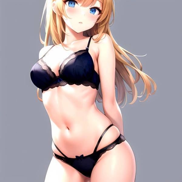 1girl Standing Lingerie Blue Eyes Arms Behind Back Simple Background Anime Girl Facing The Viewer, 2153414214 - AIHentai on pornsimulated.com