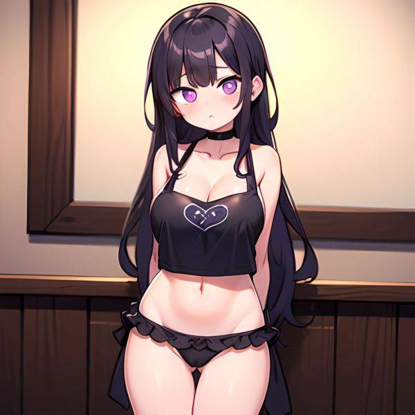Fern Sousou No Frieren 1girl Apron Black Apron Black Panties Blunt Bangs Breasts Cleavage Collarbone Covered Navel Covered Nippl, 2054223527 - AIHentai - aihentai.co on pornsimulated.com