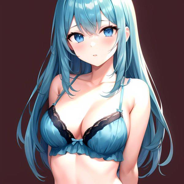 1girl Standing Lingerie Blue Eyes Arms Behind Back Simple Background Anime Girl Facing The Viewer Uwu, 3176992867 - AIHentai - aihentai.co on pornsimulated.com