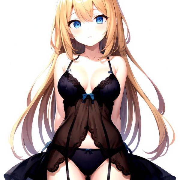 1girl Standing Lingerie Blue Eyes Arms Behind Back Simple Background Anime Girl Facing The Viewer Uwu, 584966231 - AIHentai - aihentai.co on pornsimulated.com