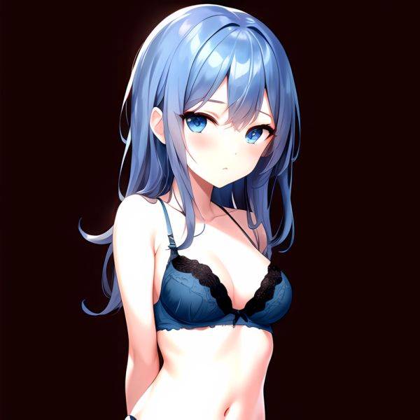 1girl Standing Lingerie Blue Eyes Arms Behind Back Simple Background Anime Girl Facing The Viewer Uwu, 1042858792 - AIHentai - aihentai.co on pornsimulated.com