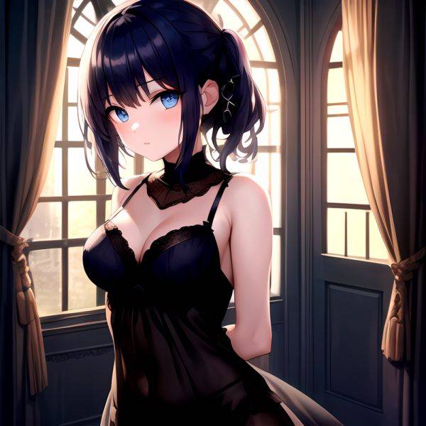 1girl Solo Gothic Emo Lingerie Arms Behind Back Facing The Viewer Blue Eyes, 4022089932 - AIHentai - aihentai.co on pornsimulated.com