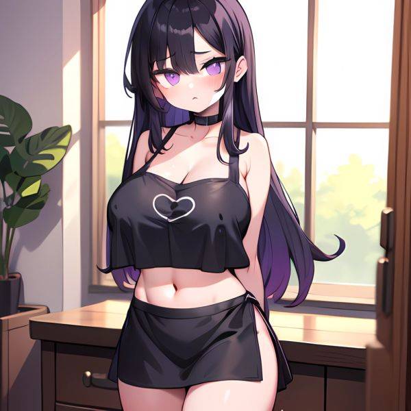 Fern Sousou No Frieren 1girl Apron Black Apron Black Panties Blunt Bangs Breasts Cleavage Collarbone Covered Navel Covered Nippl, 1286428467 - AIHentai - aihentai.co on pornsimulated.com