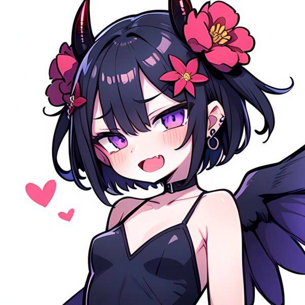 Shuten Douji Fate 1girl Blush Bob Cut Breasts Collarbone Earrings Fang Flower Hair Flower Hair Ornament Horns Jewelry Looking At, 4120183586 - AIHentai - aihentai.co on pornsimulated.com